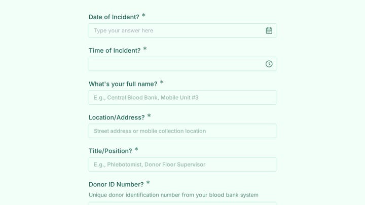 Blood Donation Adverse Reaction Emergency Form preview