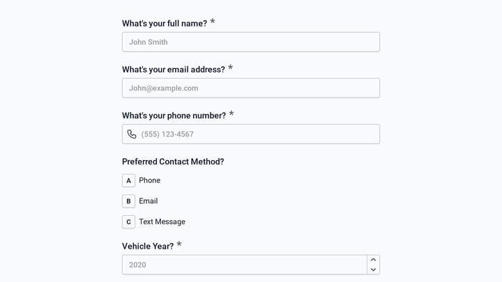 Auto Body Repair Estimate Request preview