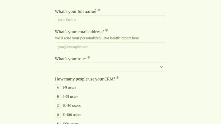 CRM Health Check Quiz preview
