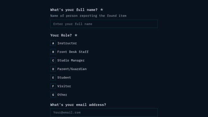 Found Item Report preview