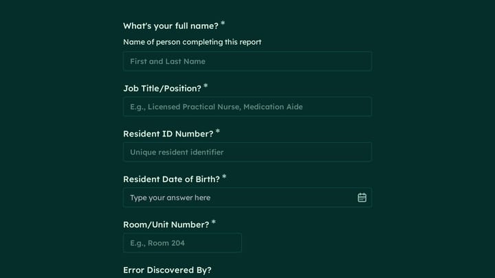 Medication Administration Error Report preview