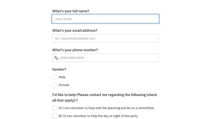 Graduation Party Registration Form preview