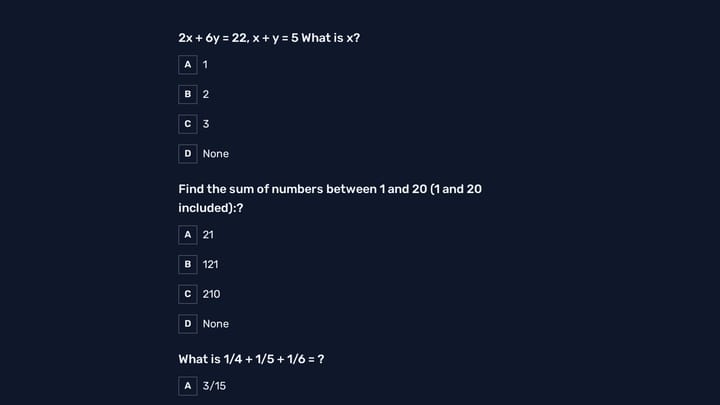 Mini Math Quiz Form preview