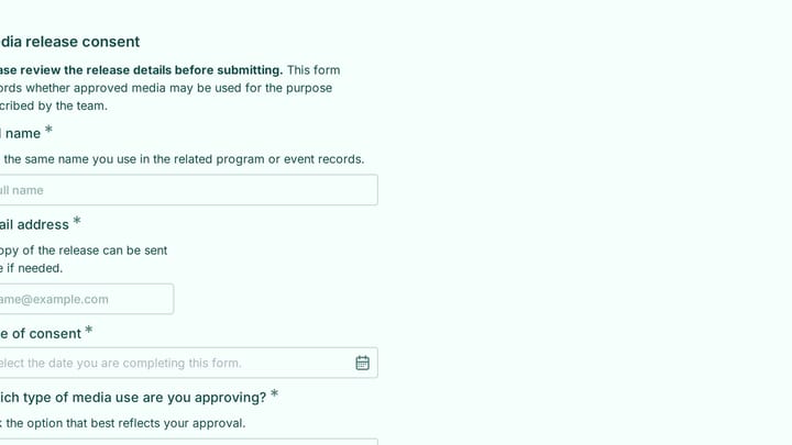 Media release consent form preview