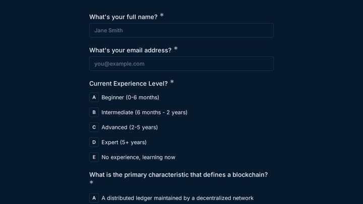 Blockchain Developer Fundamentals Quiz preview