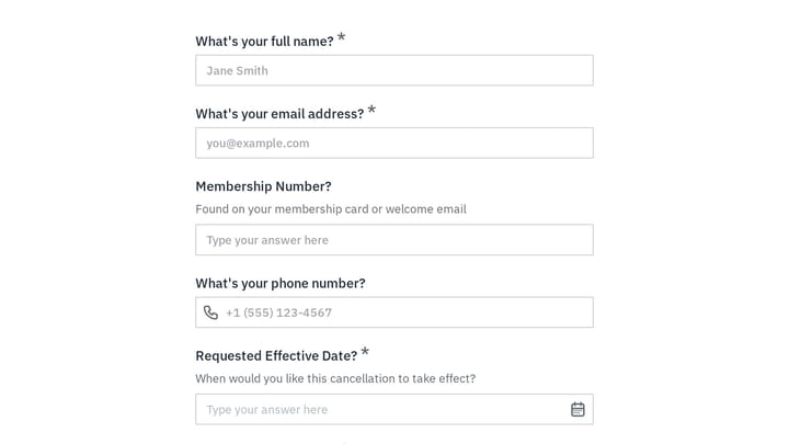 Membership Cancellation Request preview