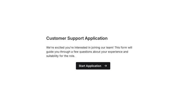 Customer Support Job Application Form preview