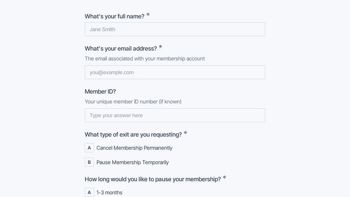 Membership Exit Request preview