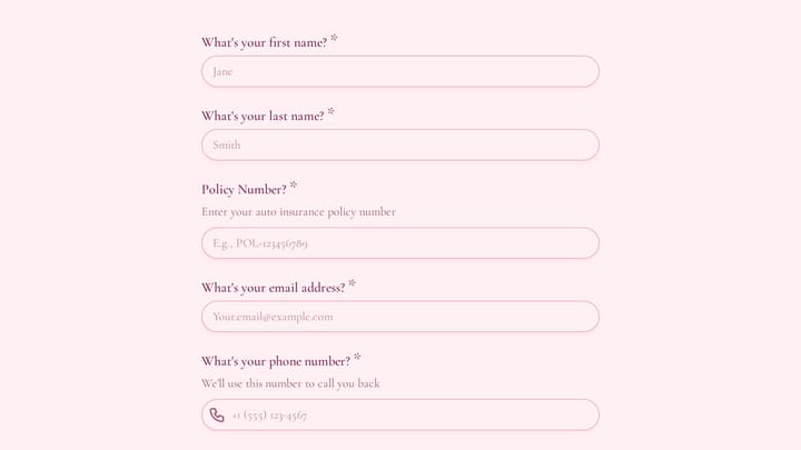 Auto Insurance Claim Callback Request preview