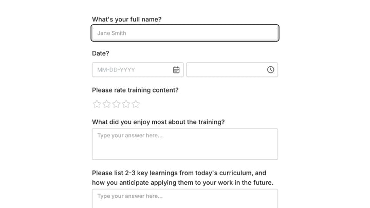 Training Feedback Form preview