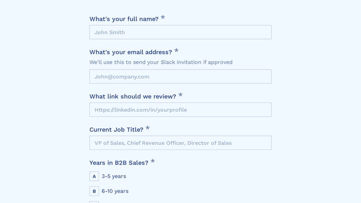 B2B Sales Leaders Community Application preview