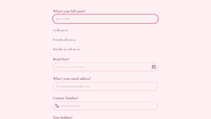 Online Slam Book Form preview