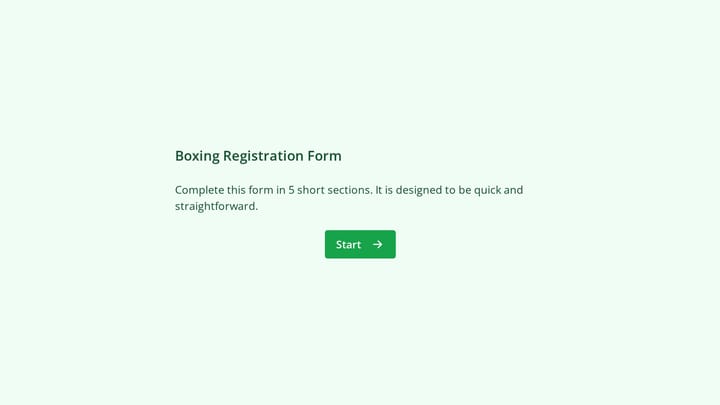 Boxing Registration Form preview