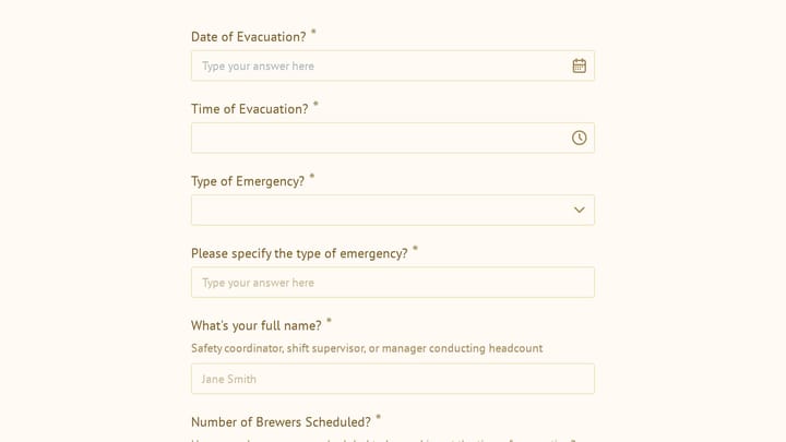 Emergency Evacuation & Headcount Form preview