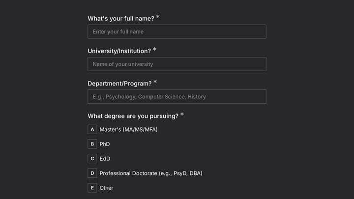 Academic Coaching Intake Form preview