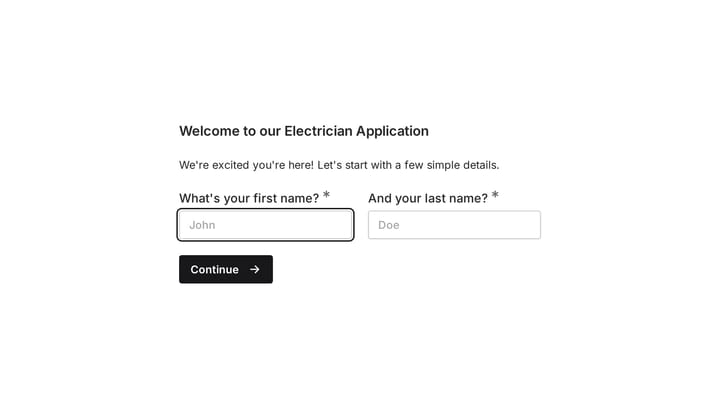 Electrician Job Application Form preview
