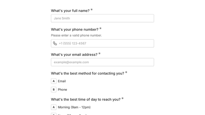 Appointment Form preview