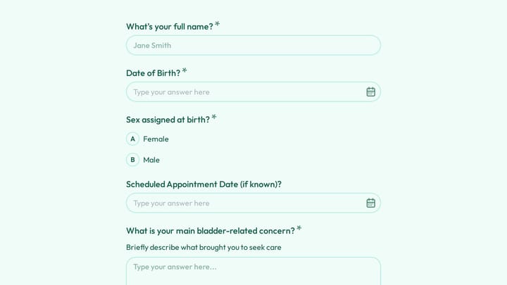 Bladder Health Assessment & Urinary Frequency Diary preview