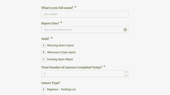 Daily Instructor Report preview
