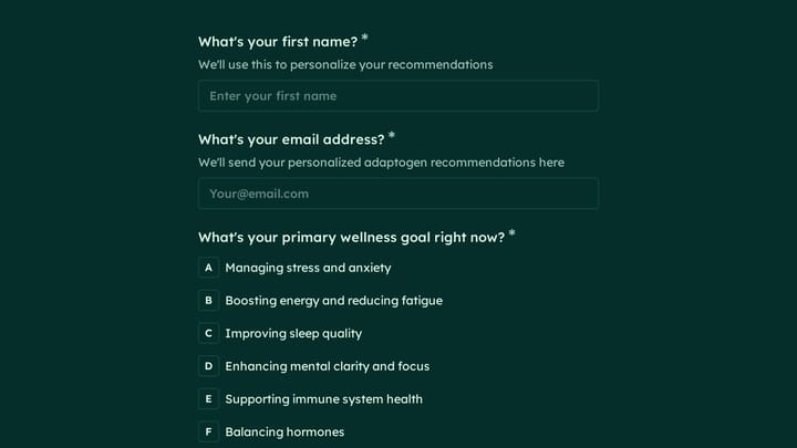 Adaptogen Recommendation Quiz preview