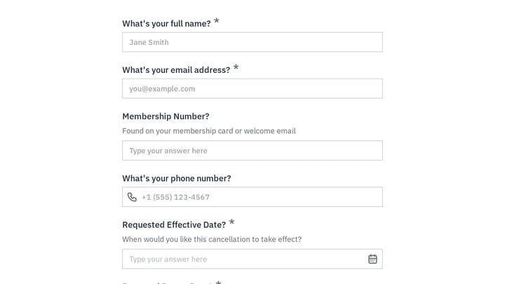 Membership Cancellation Request preview