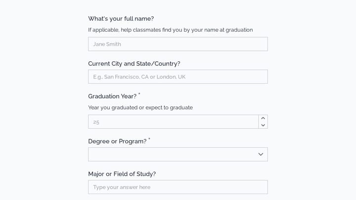 Alumni Directory Profile Update preview