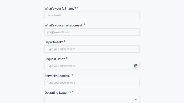 Backup Server Configuration Request preview