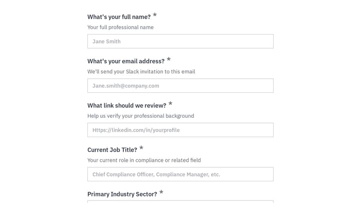 Compliance Officers Community Application preview