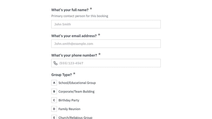 Group Booking Request preview