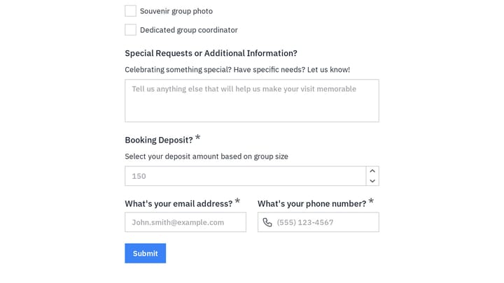 Group Booking Request preview
