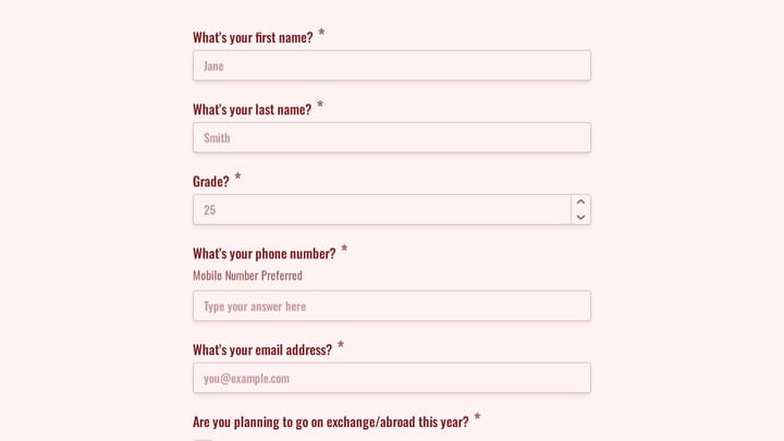 Audition Form preview