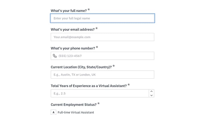Virtual Assistant Employment Verification Form preview