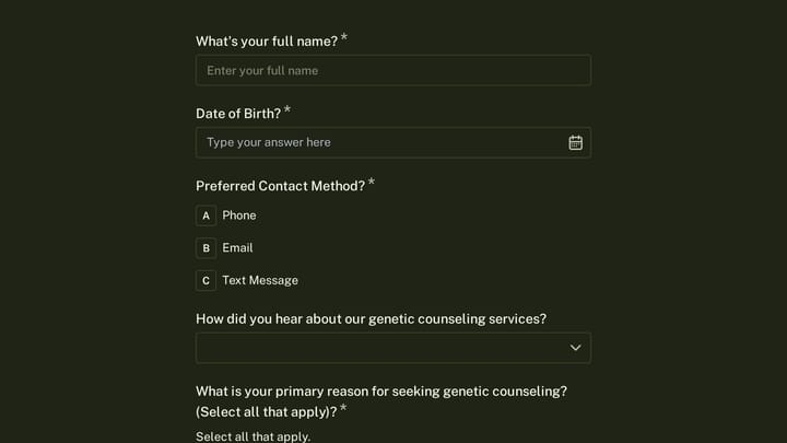 Genetic Counseling Discovery Form preview