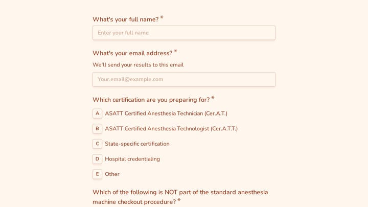 Anesthesia Technician Certification Practice Quiz preview