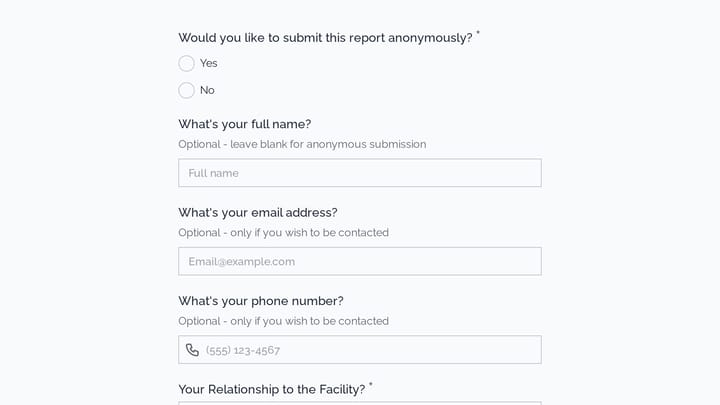 Confidential Quality of Care Report preview