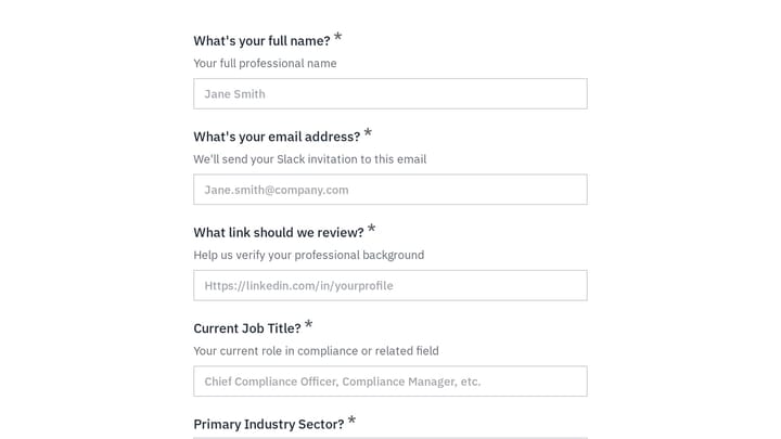 Compliance Officers Community Application preview