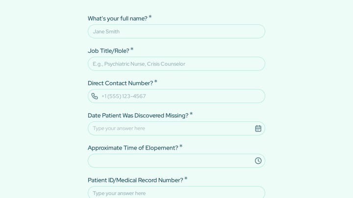 Patient Elopement Report preview