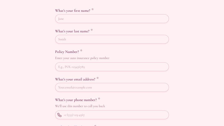 Auto Insurance Claim Callback Request preview