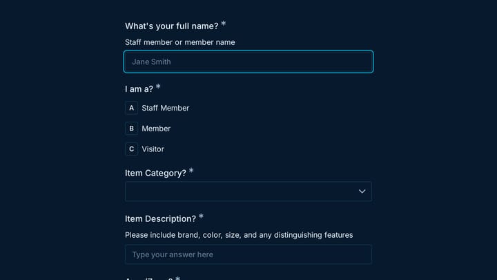 Found Item Report preview