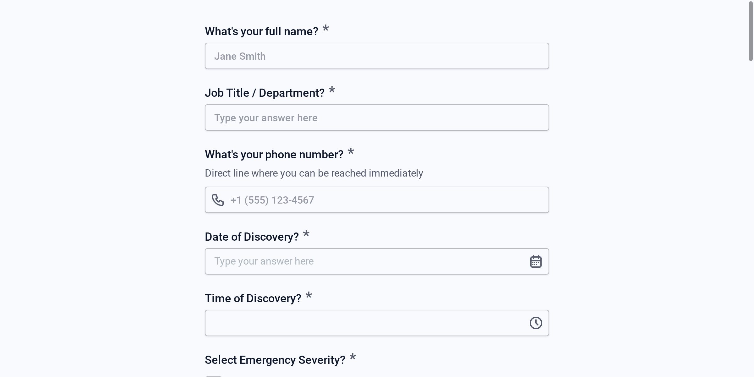 Life Support System Emergency Report Form