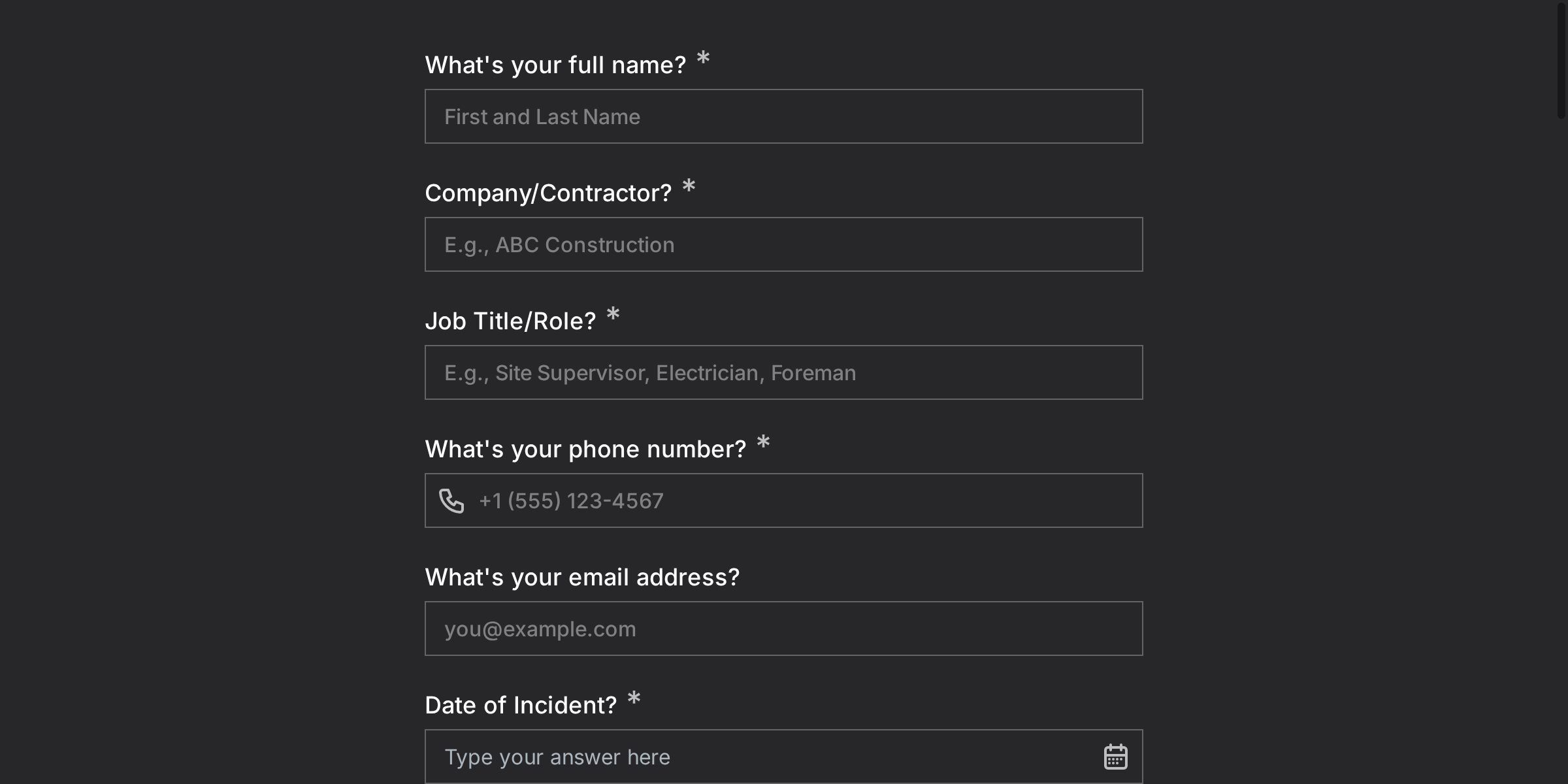 Construction Site Near-Miss Incident Report Form