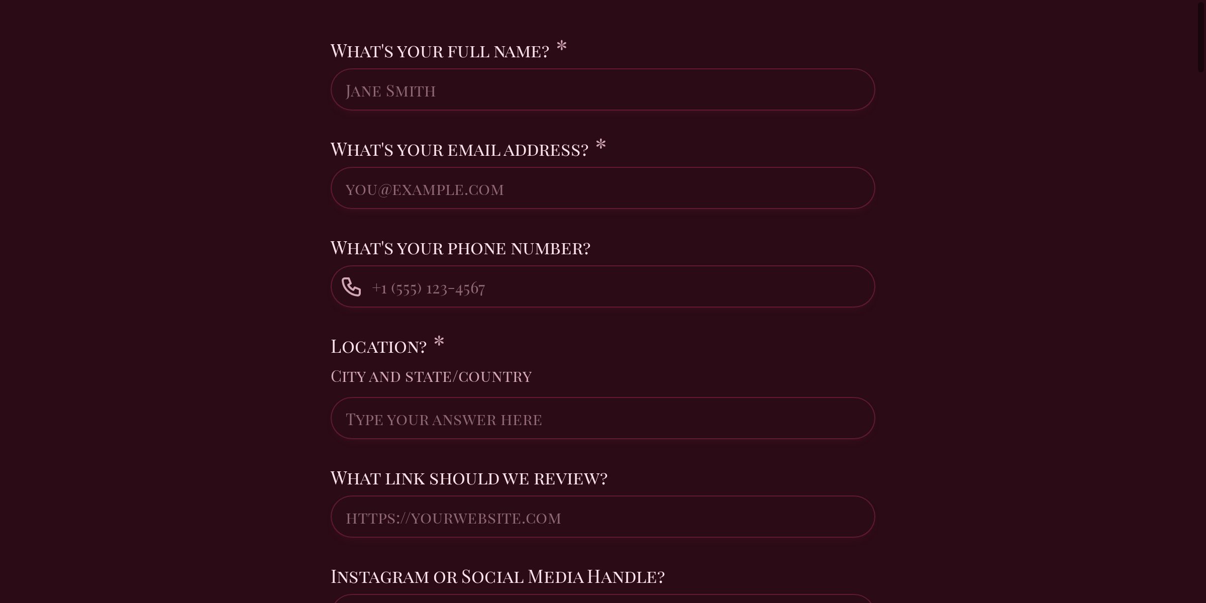 Blackwork Embroidery Guild Member Profile Form