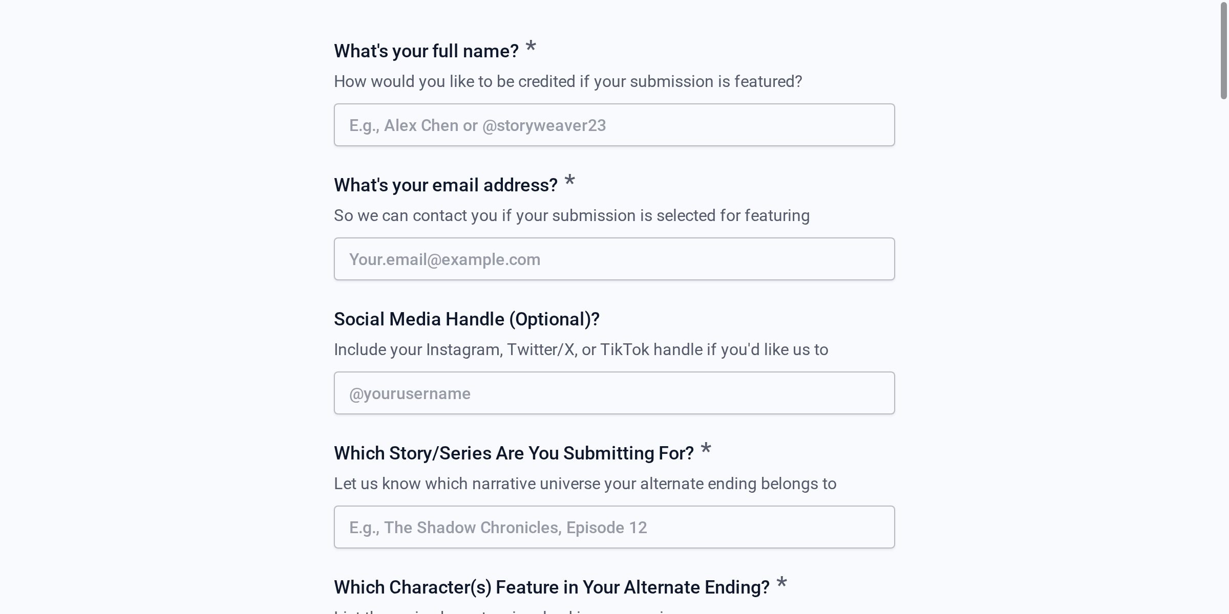 Fan Alternate Ending Submission Form