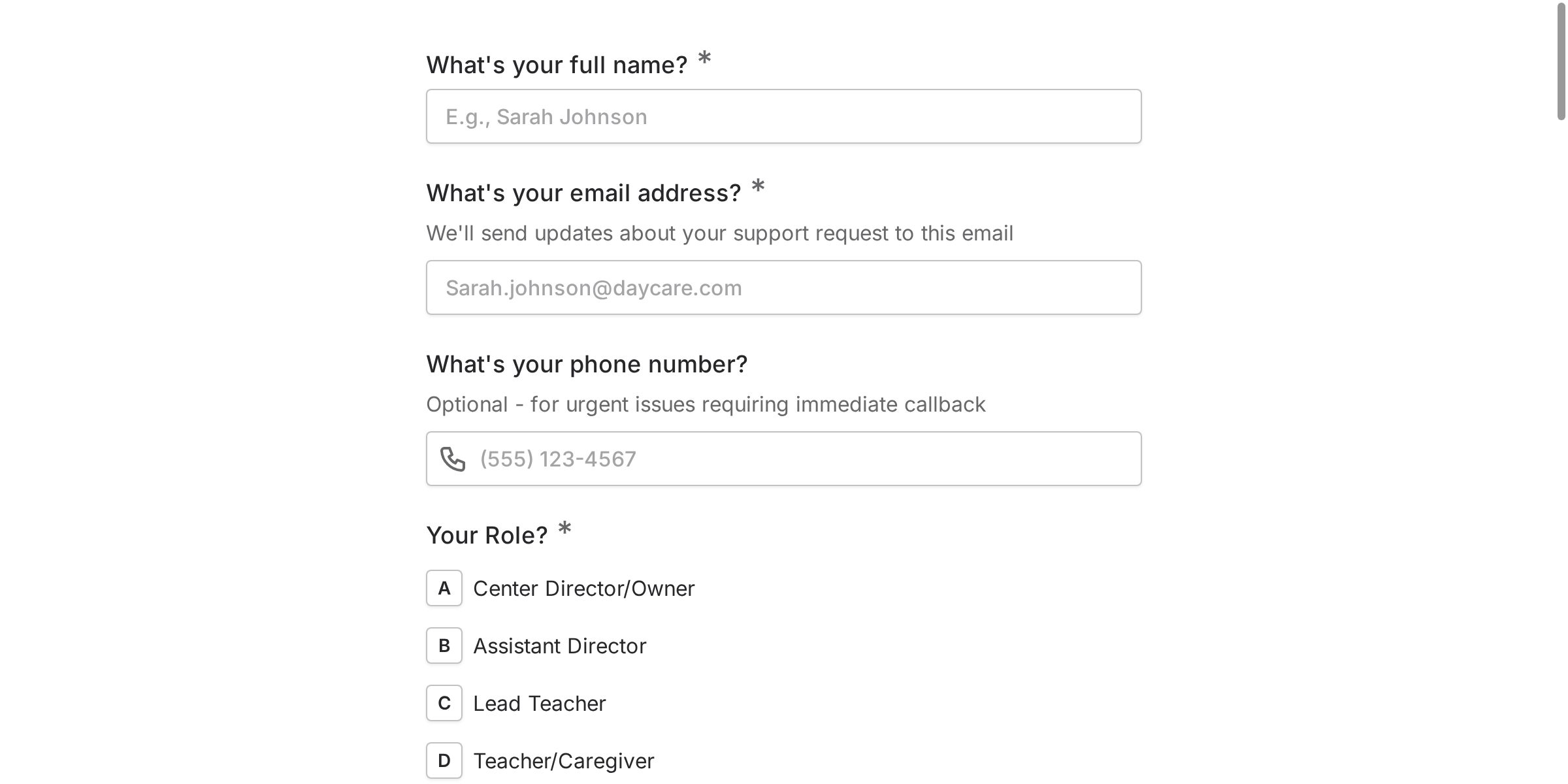 Software Support Request Change Request Form