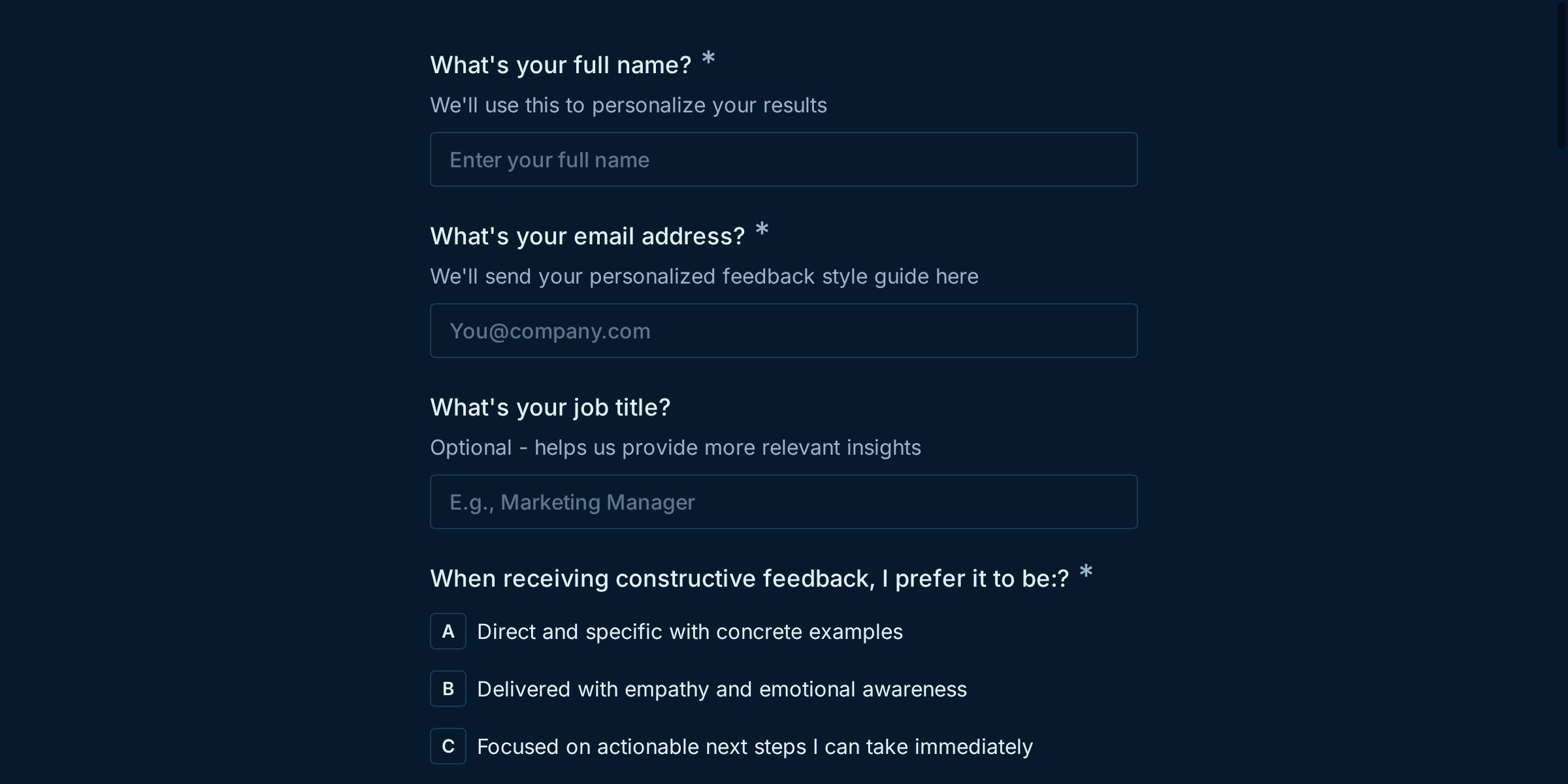 Feedback Receiving Style Assessment Form