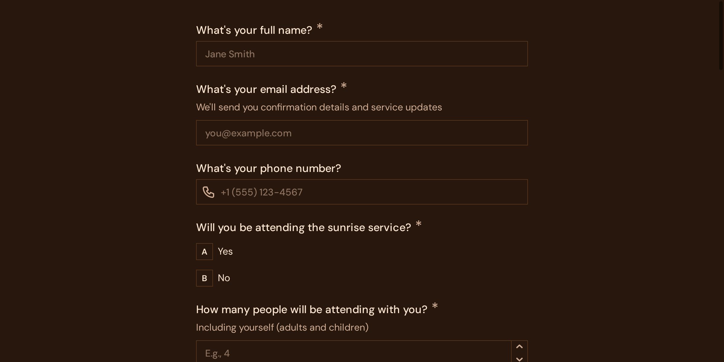 Easter Sunrise Service RSVP Form