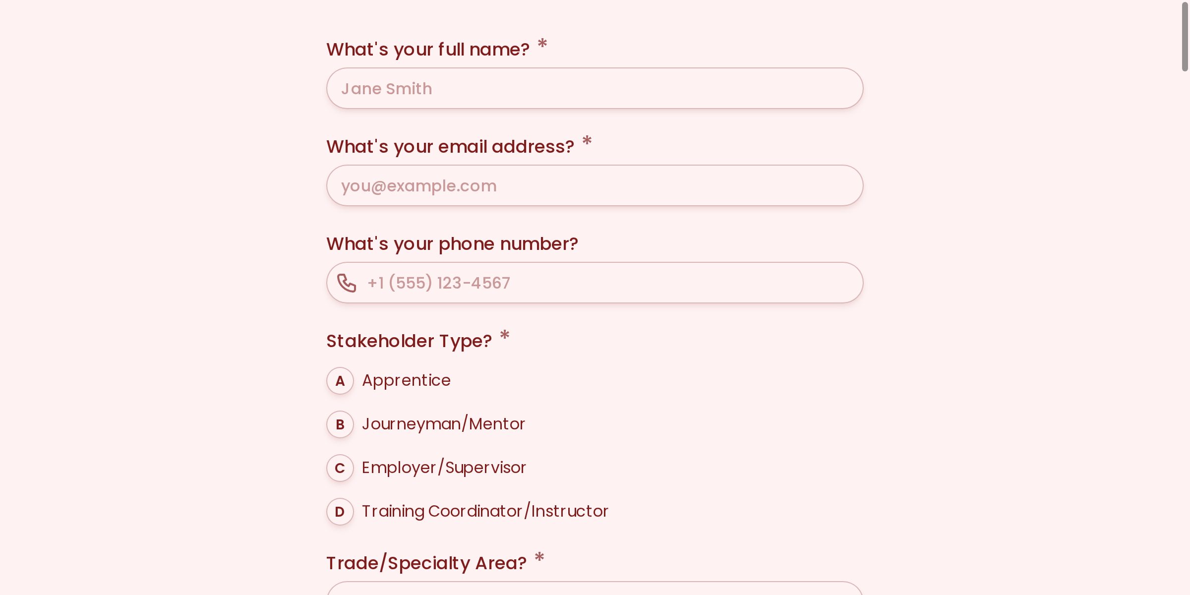 Apprenticeship Program Stakeholder Interview Form
